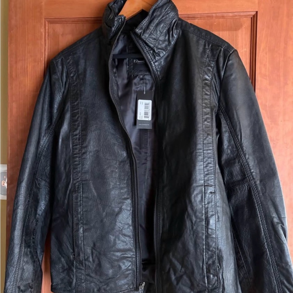 7 Diamonds Men’s Buffalo Black Leather Jacket - Size M